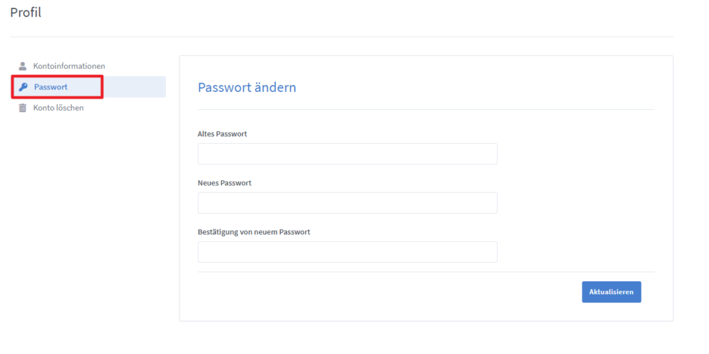 Passwort in Big Blue Button ändern