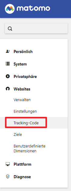 Tracking Code in Matomo