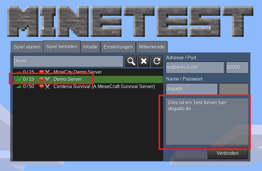 Minetest Demo Server