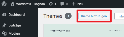 Theme hinzufügen in WordPress