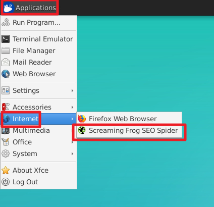 Screaming Frog SEO Spider unter Application --> Internet